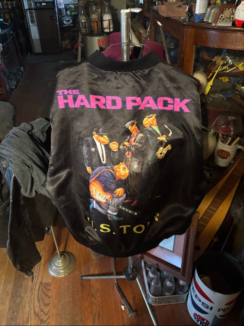 The Camel US tour Hard Pack Black Satin Bomber Jacket - Graphic Back
